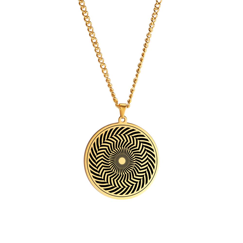 Dawapara The Illusion of Amulet Pendant Necklace Geometric Hypnosis Talisman Stainless Steel Jewelry Gift for Men Women