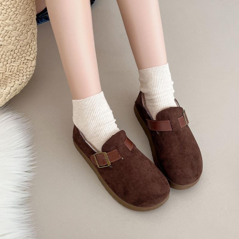 Winter new bag heel women's velvet thickened warm lazy casual shoes two wear one pedal retro cotton shoes