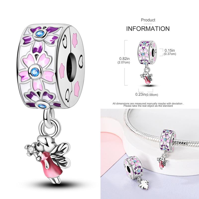 Colorful Heart Murano Glass Flower Travel Pink Charm Bead Components Copper Metal Compatible With Authentic Original Bracelet High Quality Fine
