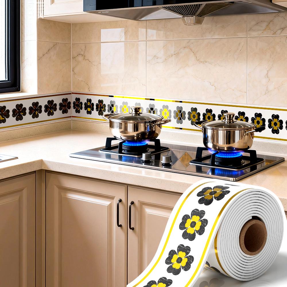 Thickened Waterproof PVC Self-Adhesive Tile-Look Baseboard Sticker