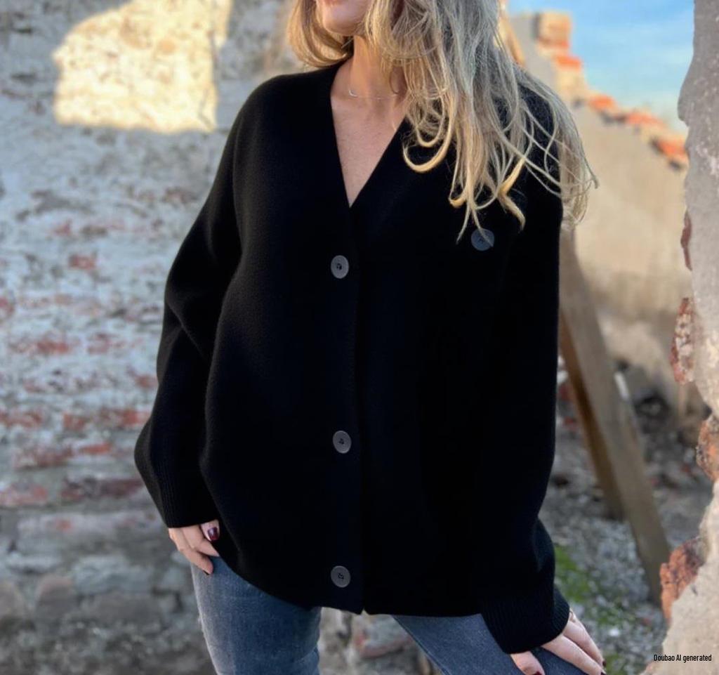 2025 Women's Fashion Long Sleeve Knitted Pocket Cardigan Sweater - Winter Outerwear