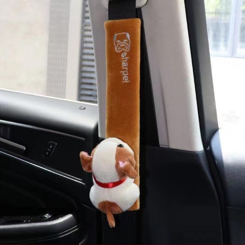 Cartoon Car Seat Belt Cover Universal Auto Seat Belt Shoulder Pad Warm Flannel Interior Seat Cushion Protector Safety Protection