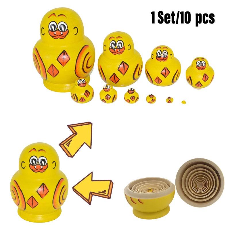 Ten-layer Wooden Duck Nesting Dolls Handcrafted Home Decor Gift Toy Valentine's Day Decoration