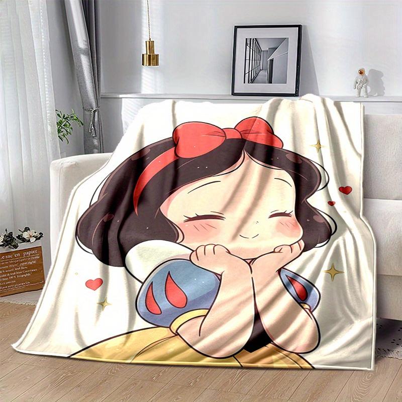 1pc, Cute Snow White Cozy Flannel Throw Blanket Perfect Gift for Bedroom, Living Room, Travel, Camping, Car