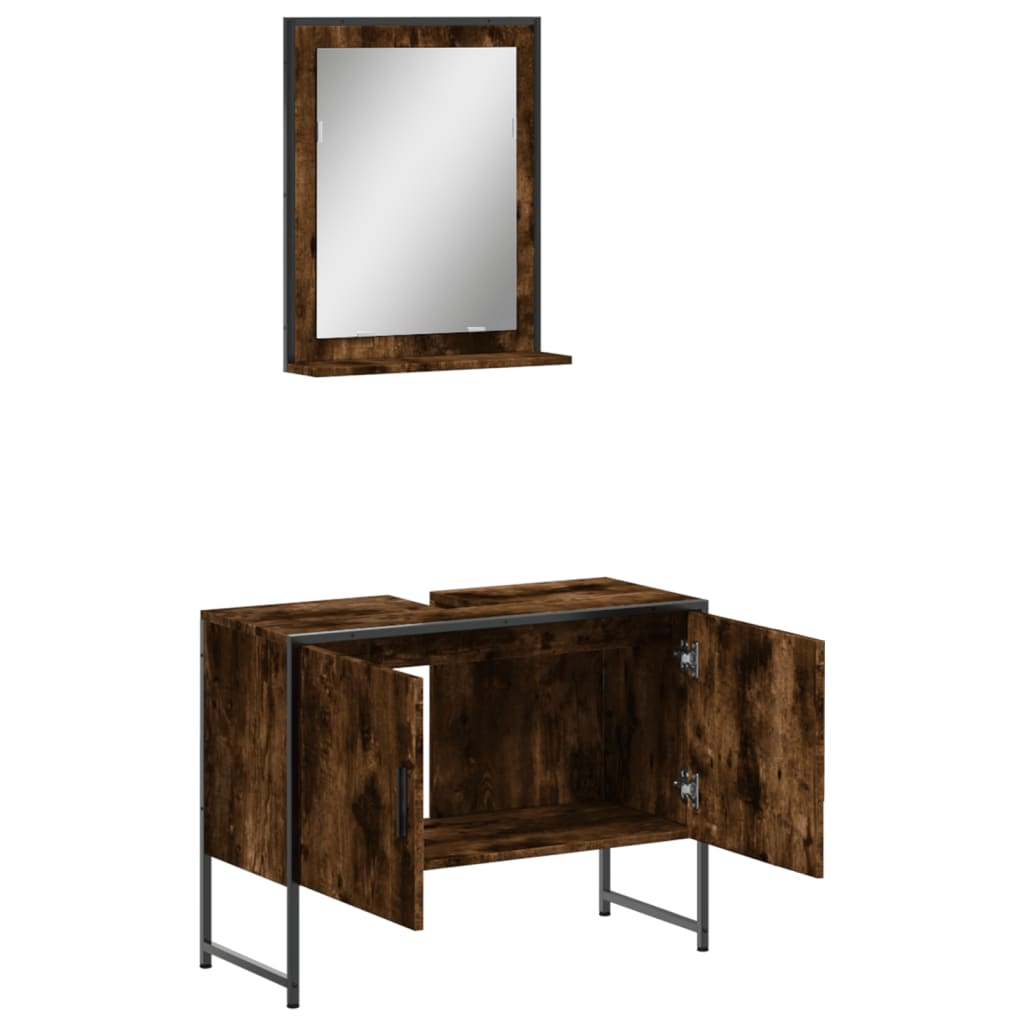 Vidaxl 2-Piece Bathroom Cabinet Set, Smoked Oak