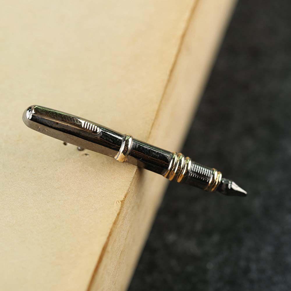 Pen Shape Tie Pocket Button Gold Color Men Brooches Pen Shape Brooch Korean Style Suit Shirt Brooch