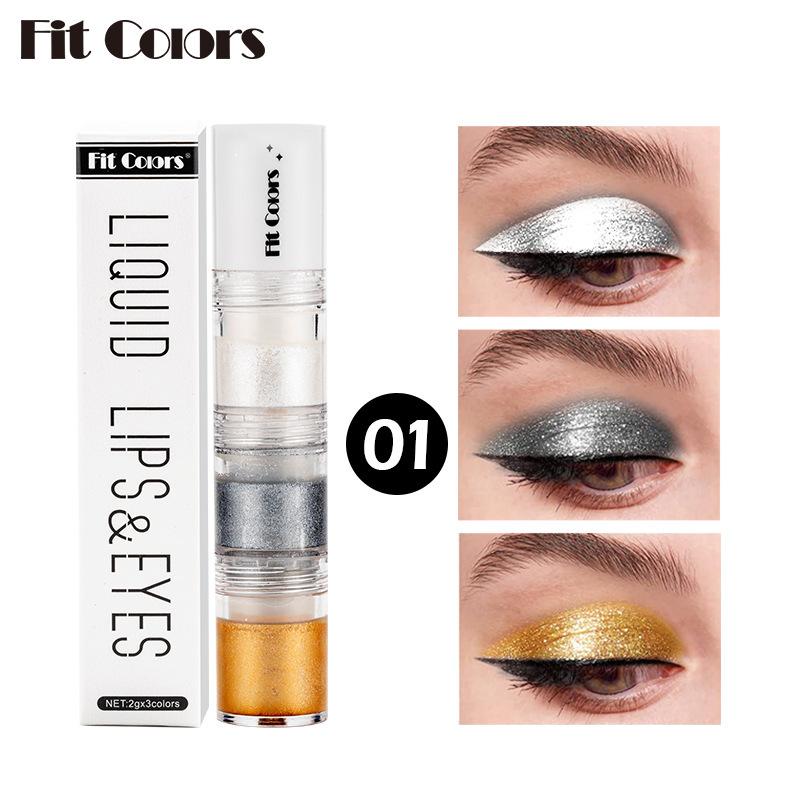 

3 секции Smoky Eye Water Eyeshadow Diamond Liquid Pearl Fine Shimmer Eyeshadow Liquid Lip Liquid 01#