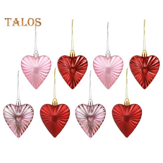 

8 шт., украшения в форме сердца ко Дню святого Валентина, пластиковые, красные, розовые, в форме сердца, подвесные украшения для свадьбы, декор ко Дню святого Валентина 8pcs