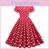 Vintage Polka Dot Dress With Cotton Fabric For Elegant Spring Casual Occasions