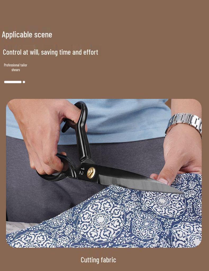 Manganese Steel Tailor’s Fabric Scissors: 8-12 Inch Heavy-Duty Sewing & Crafting Shears for Clothing and Household Use