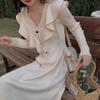Early autumn new women's knitted dress chic temperament long sleeve design sense niche long dress