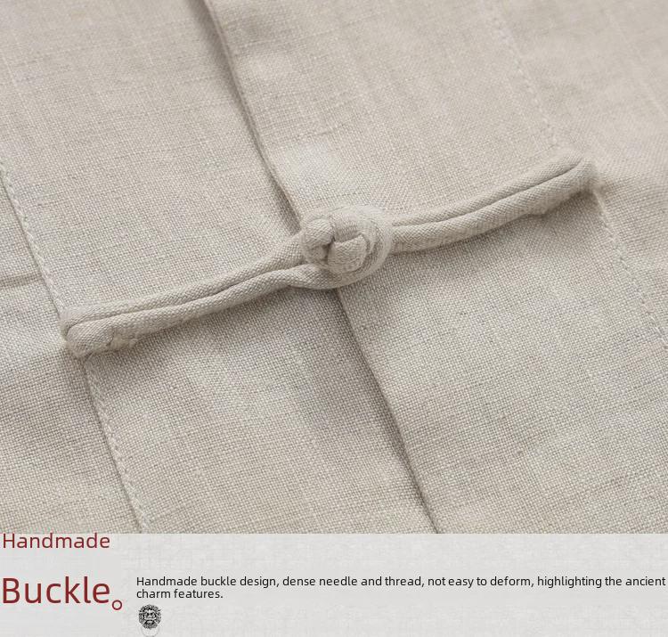 Men's Summer Thin Linen Tang Suit - Short-Sleeved Top for Middle-Aged & Elderly