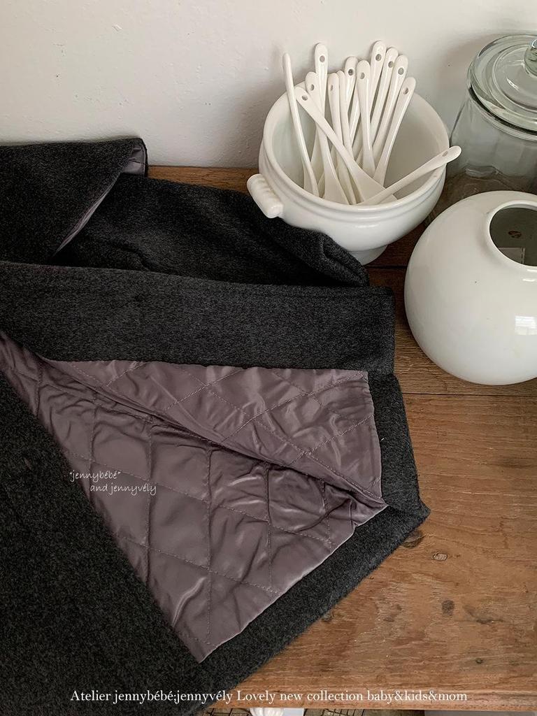 Jennybebe Girls' Elegant Woolen Winter Coat - Korean & British Style Shawl Design