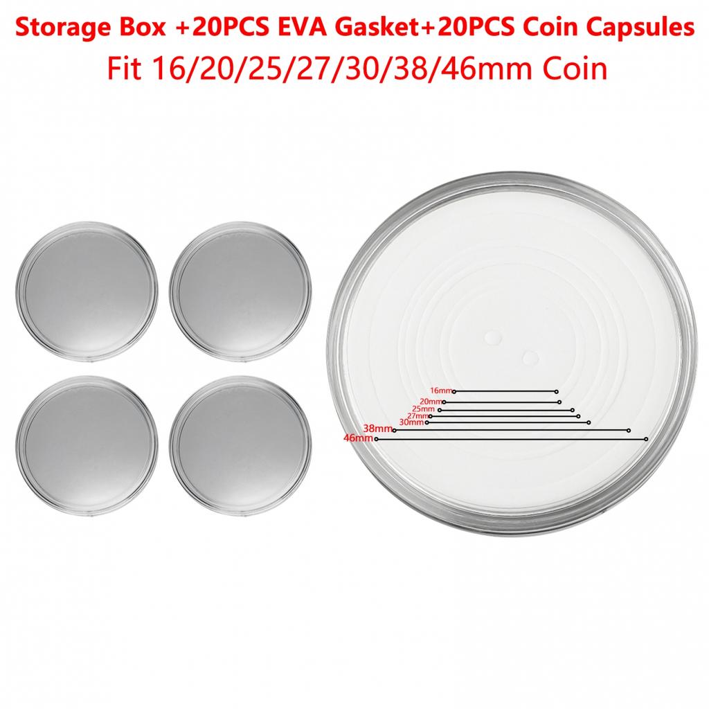 Coin Capsule 17-46mm Copper coins Silver coins 20pcs Clear Holders Storage