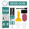 Kit Pasta per Riparazione Piastrelle Colla Ceramica Adesivo Rapido per Riparare Crepe Buchi con Raschietto e Bastoncino Mescolatore Gratuiti Copertura