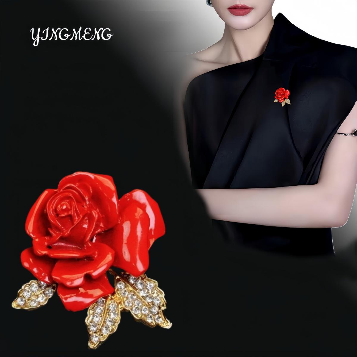 Роскошная брошь-цветок с жемчугом, стразами и розой - Аксессуар для костюма в корейском и японском стиле
