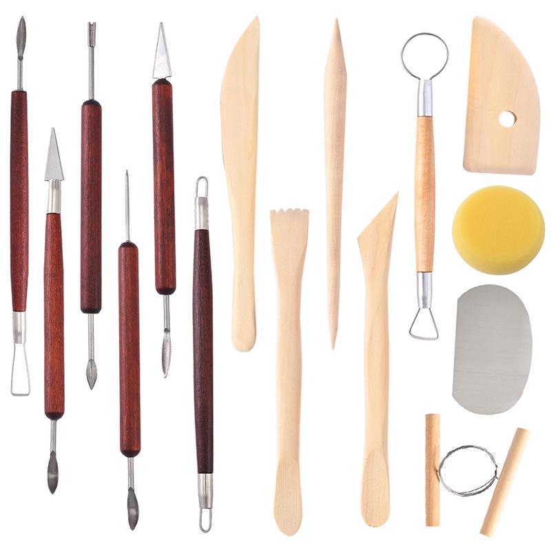 15-Piece Pottery & Clay Carving Tool Set for DIY Sculpting and Modeling