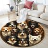 Border Collies Runder Teppich, Teppich für Wohnzimmer Schlafzimmer Sofa Spielzimmer Dekor, Rutschfeste Bodenmatte