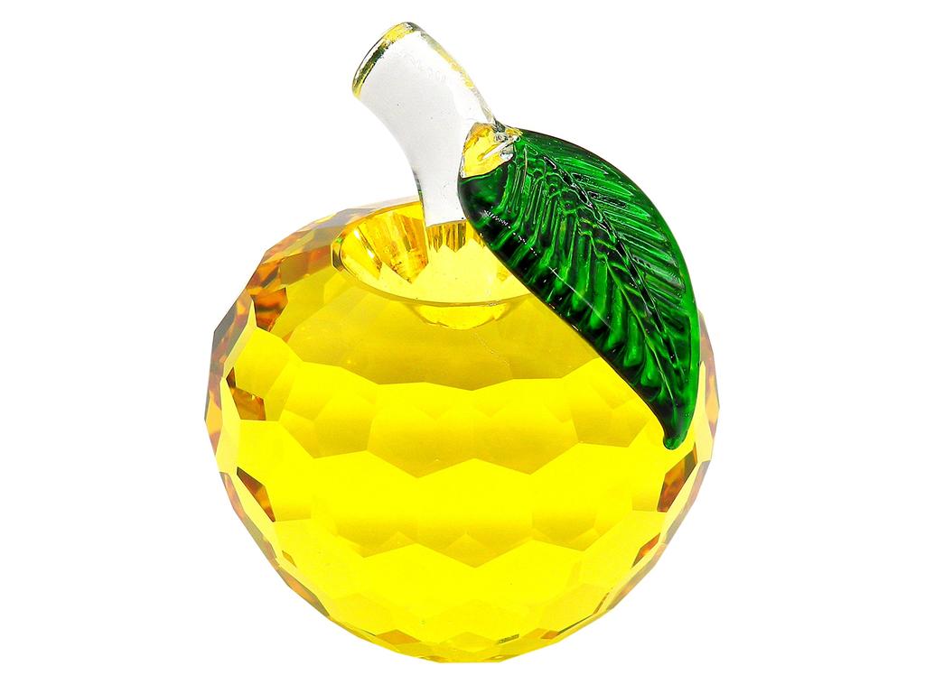 Crystal Glass Apple Figurine Apple Interior Feng Shui Suncatcher Miscellaneous Object [KKD] (60mm Yellow)