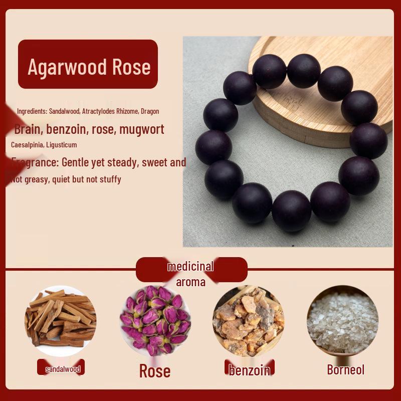 High-Grade Natural Herbal Fragrance Beads Handmade Agarwood Rose Floral Long-Lasting Scent Women's Bracelet