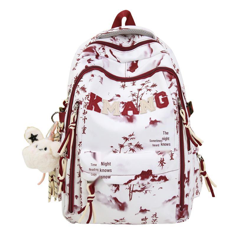 Chinese Ink Wash Backpack, Large Capacity for Students: Ideal for Girls, Boys, and College Use