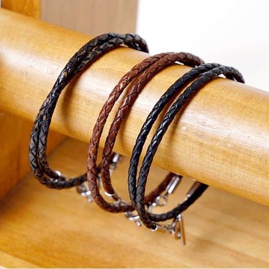 Jbans Classic Ring Bar Layered Slim Leather Bracelet (C1902-Ac480Bk)