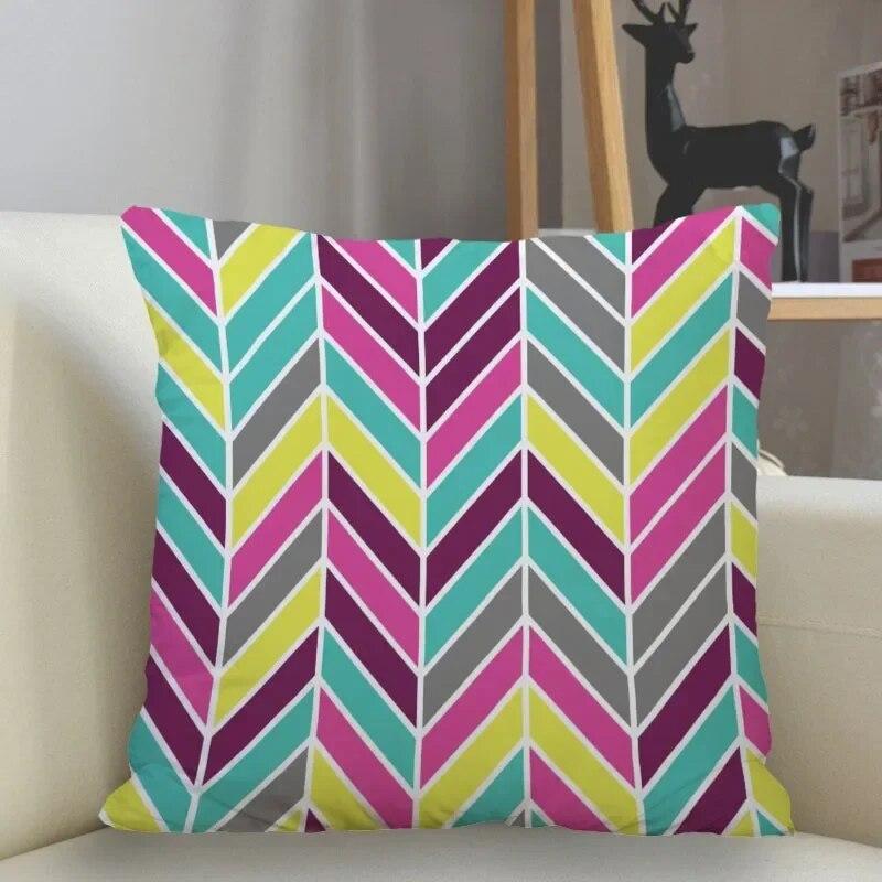 Striped Color Pillowcase Square Cover Zipper