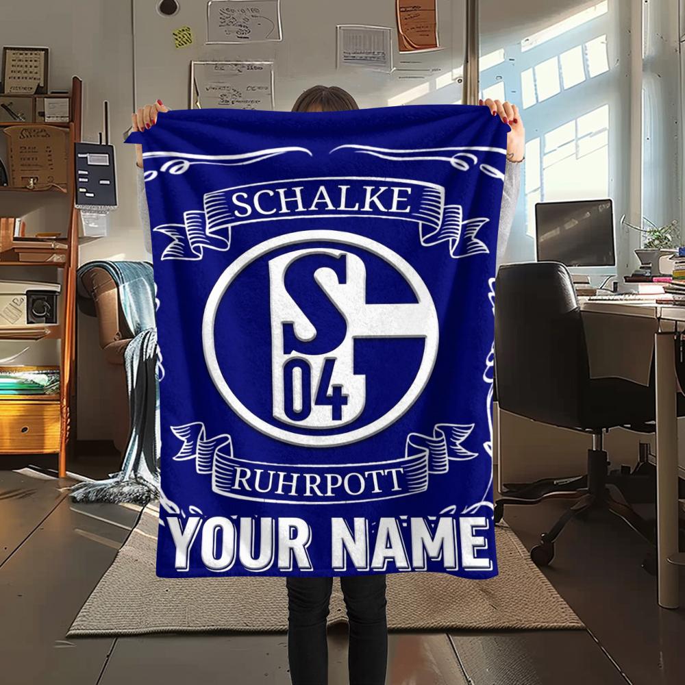 1PC Custom Name FC Schalke 04(2) Patterned Flannel Blanket Suitable For All Seasons for Home Decor Warmth and Comfort Gifts Holiday Present