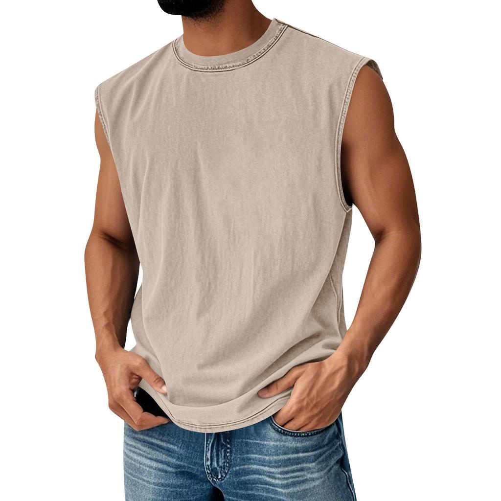 Herren Rundhals Used Look Oberteil Lässiger Komfort Weste