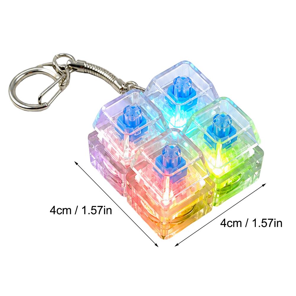 Led Light Up Keyboard Switch Fidget Keychain Stress Relief Toy Colorful Clicky Mechanical Sensory Pendant Gift