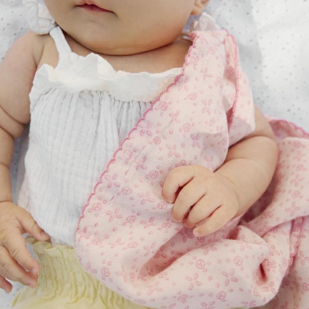 Baby Blanket Baby Blanket Gauze Summer Spring Bamboo Material Lap Blanket Stylish Cute Elodie Bamboo Muslin Blanket Embroidery Anglaise Pink [Elodie