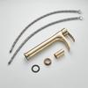 Brsued Gold Tall Size Single Hole Single Handle Bathroom Faucet Hot and Cold Waterfall Deck Mounted Lavatory Basin Faucet