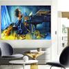 Abstract Sexy Woman Play Piano Cello Canvas Painting Romantic Music Figure Wall Art Poster and Prints for Living Room Home Decor