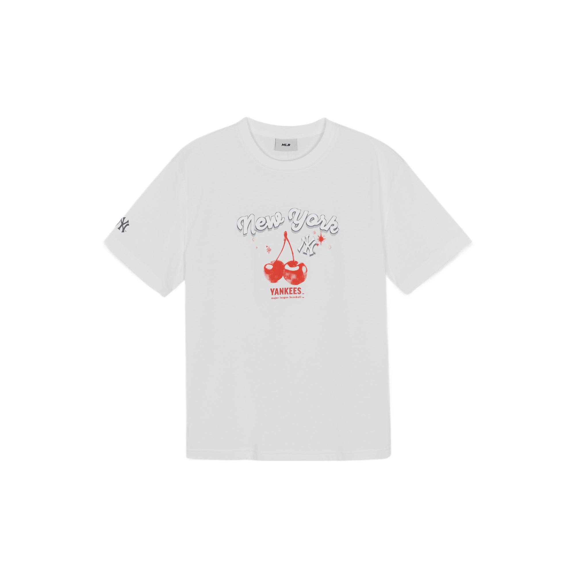 MLB New York Yankees Übergroßes Kirschen-Print Rundhals Kurzarm Cooles T-Shirt Unisex T-Shirts 3ATSN6063-50WHS XL white