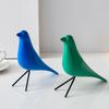 Wooden Colorful Bird Figurine Hand-painted Bird Statue Simulated Animal Sculpture Home Office Desktop Decoration