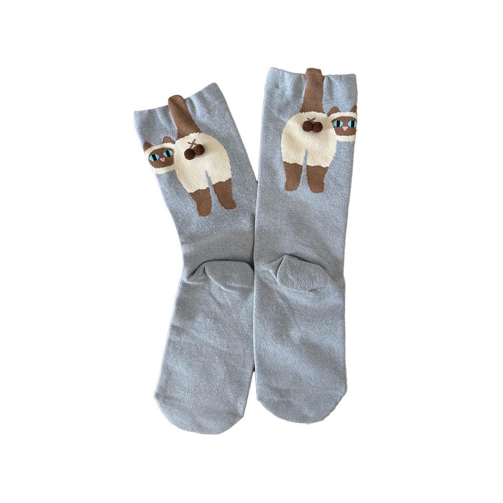 Cute Cat Butt Socks with Balls, Breathable Funny Cotton Socks as a Gift,3D Cute Cat Socks Funny Cat Cotton Socks