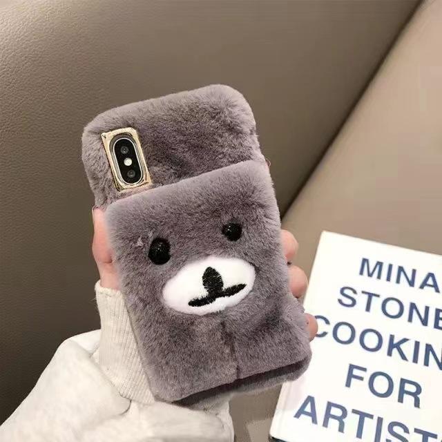 

Плюшевый мишка на запястье для чехла для телефона iPhone 16 PROMAX XR для Apple 15 Осень/зима 14 Женский 13 Тепло 12 For iPhone 17PROMAX