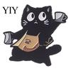 Versatile Cat Decoration Pin Black Themed Brooch, Anti-Rust Lightweight Lapel Pin, Cartoon Badge Accessories for Clothing Bag Party Jewelry