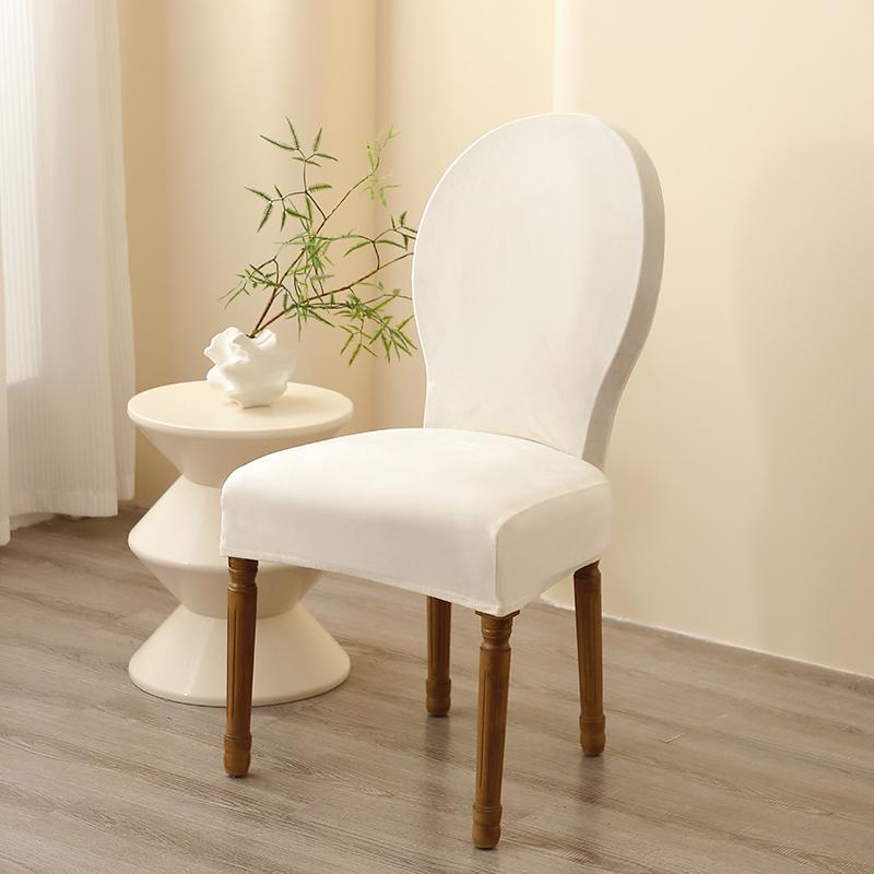 1/2pcs Soft Velvet Round Back Chair Cover Elastic Jacquard Dining Room Chair Slipcover Furniture Protector for Kitchen Wedding