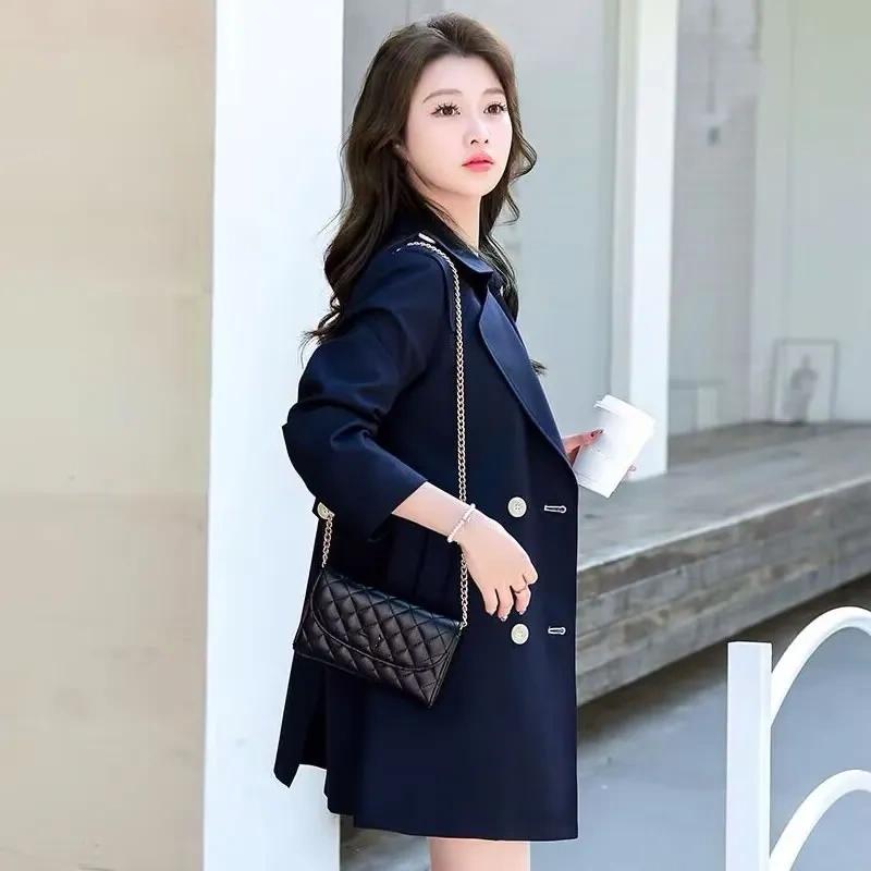 High-End Windbreaker Damen Midilänge Frühling und Herbst Slim Figurbetont Westlicher Stil Allround-Jacke Trend