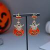 Alloy Material Drop Earrings Long Tassel Design Pumpkin Earrings Ghost Earrings  Costume Cosplay