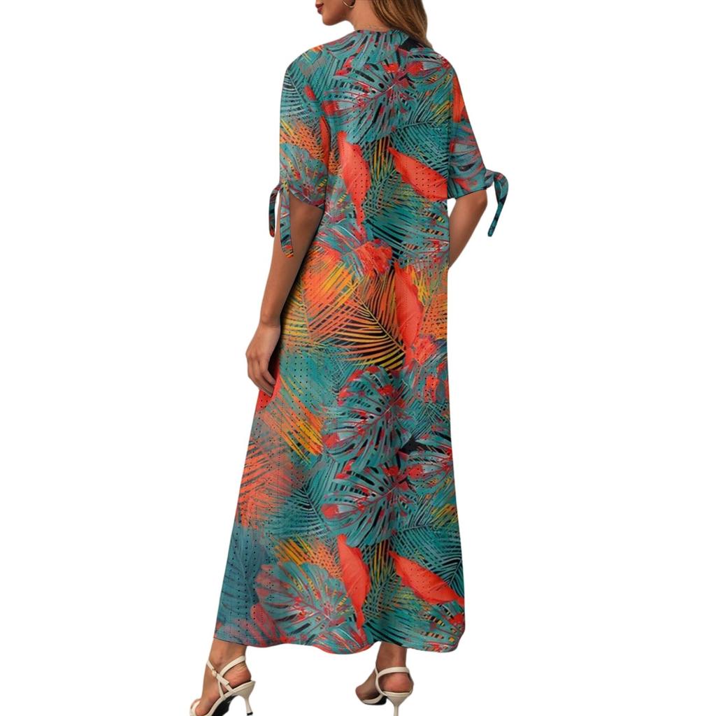 Abito Lungo da Donna Casual Moda Temperamento Elegante Vita Patchwork Stampa Floreale
