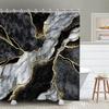 Grey Gold Marble Ink Texture Shower Curtain Set Abstract Modern Shower Curtain for Bathroom Decor Waterproof Washable Fabric