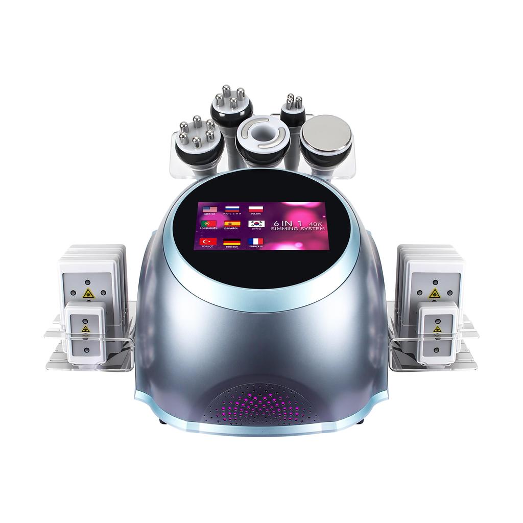 6-in-1 40kHz Cavitation 0.5MHz RF Vacuum 110V-220V Body Contouring Touchscreen Air Cooled Easy Operation