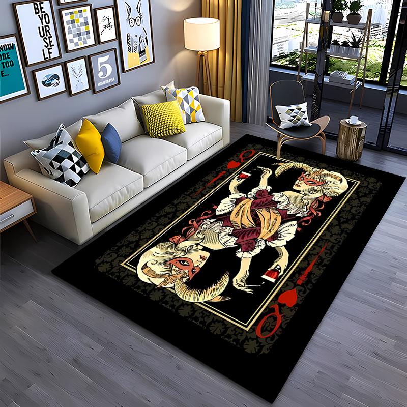 3D Printing Interesting Poker Area Rug,Carpet for Living Room Bedroom Sofa Doormat Decor,Kids Game Non-slip Floor Mat Alfombra