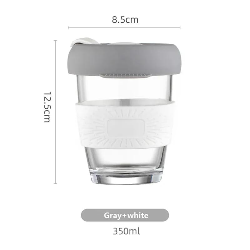 

350 мл стеклянные кружки с крышками из силикона с защитой от ожогов ручные кофейные чашки молочные чашки нескользящие стеклянные чашки для переноски подарки 301-400ml