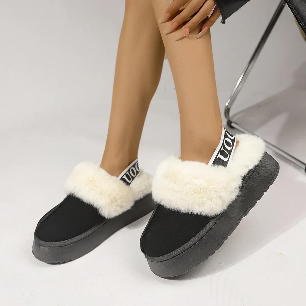 Classic Warm Plush Anti Slip Flat Bottom Shoe Womens Home Outdoor Cover Head Slippers Winter Matsuke Snow Boots