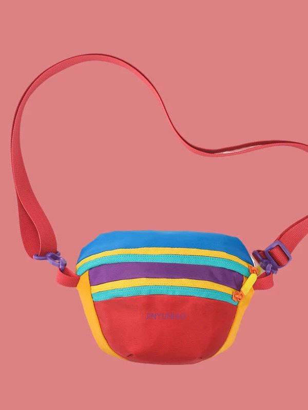 Modna torebka crossbody w bloki kolorystyczne dopaminowe - Mała, trendy torebka na ramię na lato 2025 na zewnątrz