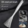 Stainless Steel Long-Handle Pot & Dish Cleaning Brush