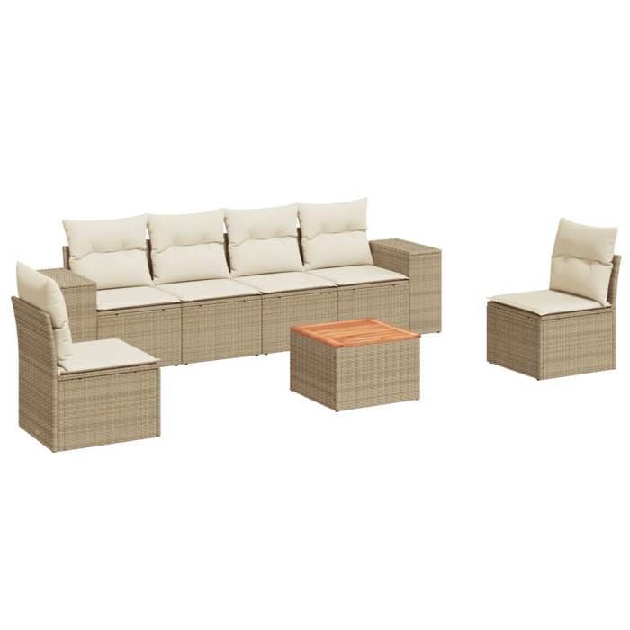 VidaXL Garden Lounge Set with Cushions 7 Pcs, Patio Sofas, Furniture Set, Outdoor Terrace Furniture, Beige 3257724